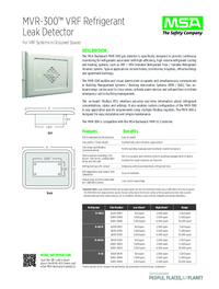 Thumbnail of document Data Sheet - MVR-300 Refrigerant Detector